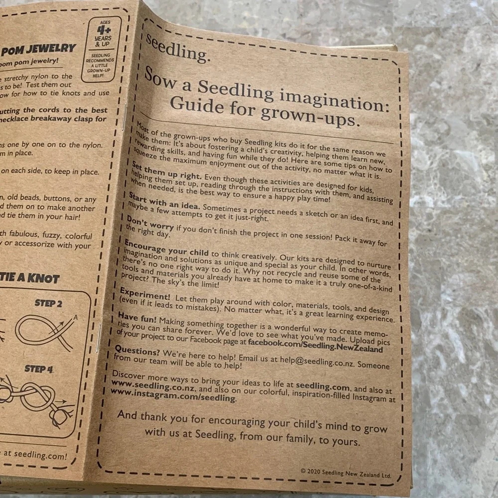 Sow a Seedling imagination: Guide for Grown Up. Creative Learning Kit for Kids.